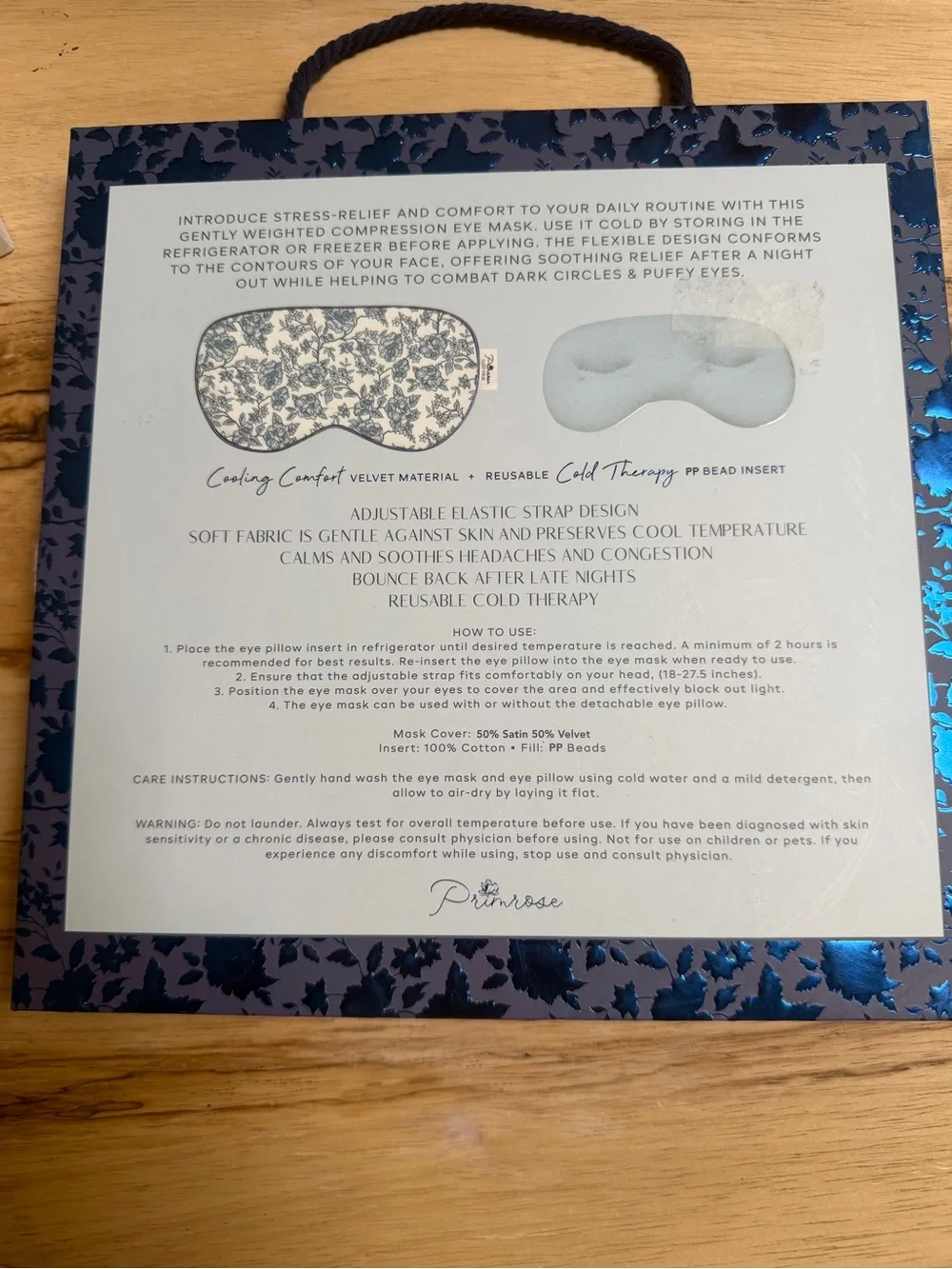 Therapeutic Compression Eye Mask - Blue Floral